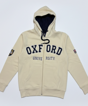 Vanilla Oxford University Zipped Hoodie (Navy text)